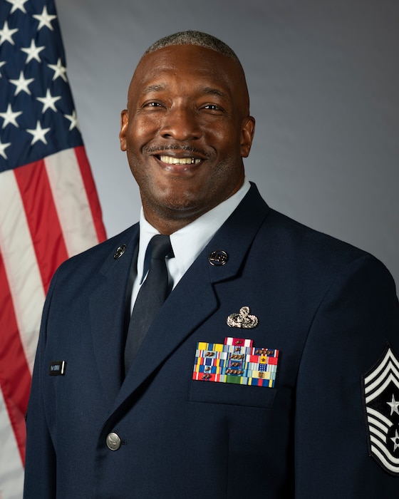 Official Air Force photo of Chief Master Sgt. LeRoy McCardell. McCardell serves as the 131st Bomb Wing Command Chief Master Sergeant. (U.S. Air Force photo by Staff Sgt. Sadie Colbert)