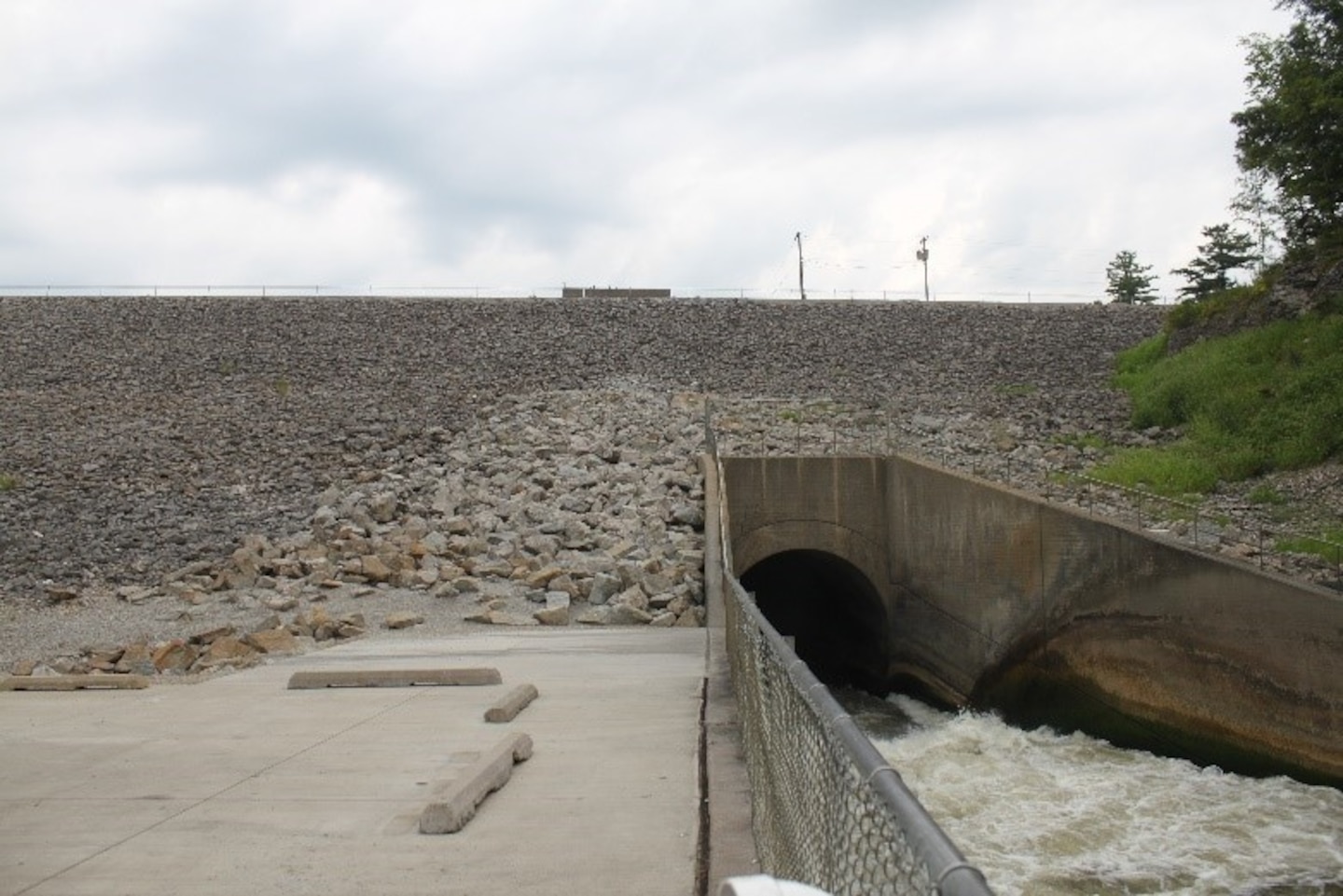 Coralville Dam outlet structure in Coralville, Iowa.