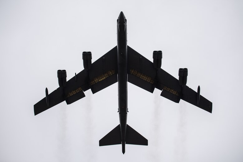 A B-52H Stratofortress takes off from Barksdale Air Force Base, La., as part of a readiness exercise Sept. 25, 2020.