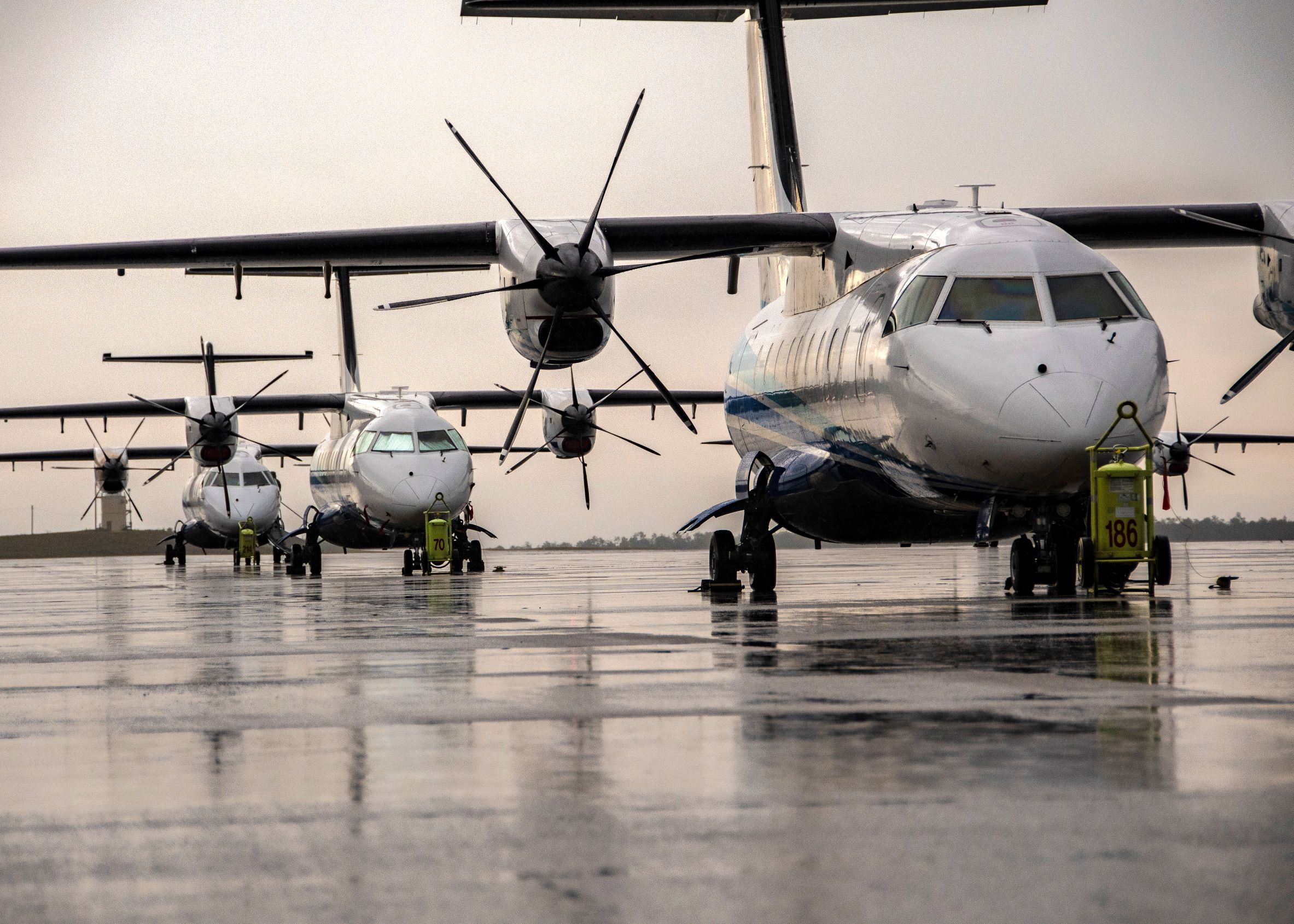 C-146A Wolfhounds sit on the flightline at Duke Field, Florida, in 2019. Citizen Air Commandos from the Reserve's 919th Special Operations Wing work alongside active-duty members and contractos to ensure the Wolfhounds are able to execute missions in austere environments around the globe on short notice. (Senior Airman Dylan Gentile)