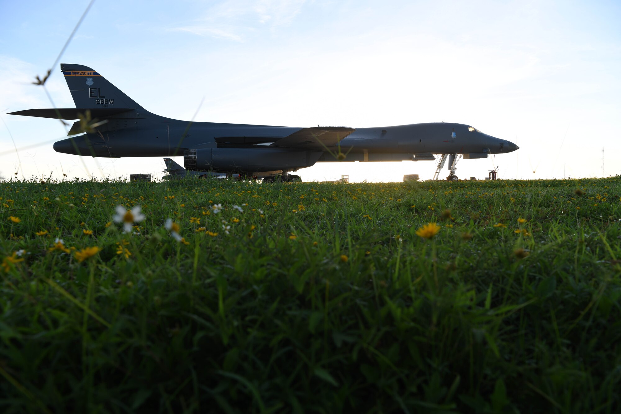 A B-1B Lancer assigned to the 28th Bomb Wing, Ellsworth Air Force Base, S.D., sits on the flightline at Andersen AFB, Guam, Sept. 23, 2020. The U.S. military frequently conducts joint training to refine operational proficiency, improve contingency response abilities and promote stability and security throughout the Indo-Pacific region.  (U.S. Air Force photo by Staff Sgt. Nicolas Z. Erwin)