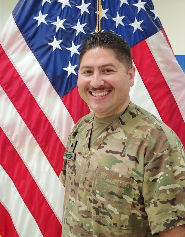 Sgt. Francisco Ledesma, Laboratory Technician NCO, is currently deployed with the 228th CSH to Kuwait.
As a Mexican American family loyalty was is taught to you at a young age. So your brother and sister in arms become your family and the bond you have with your battles is strong.