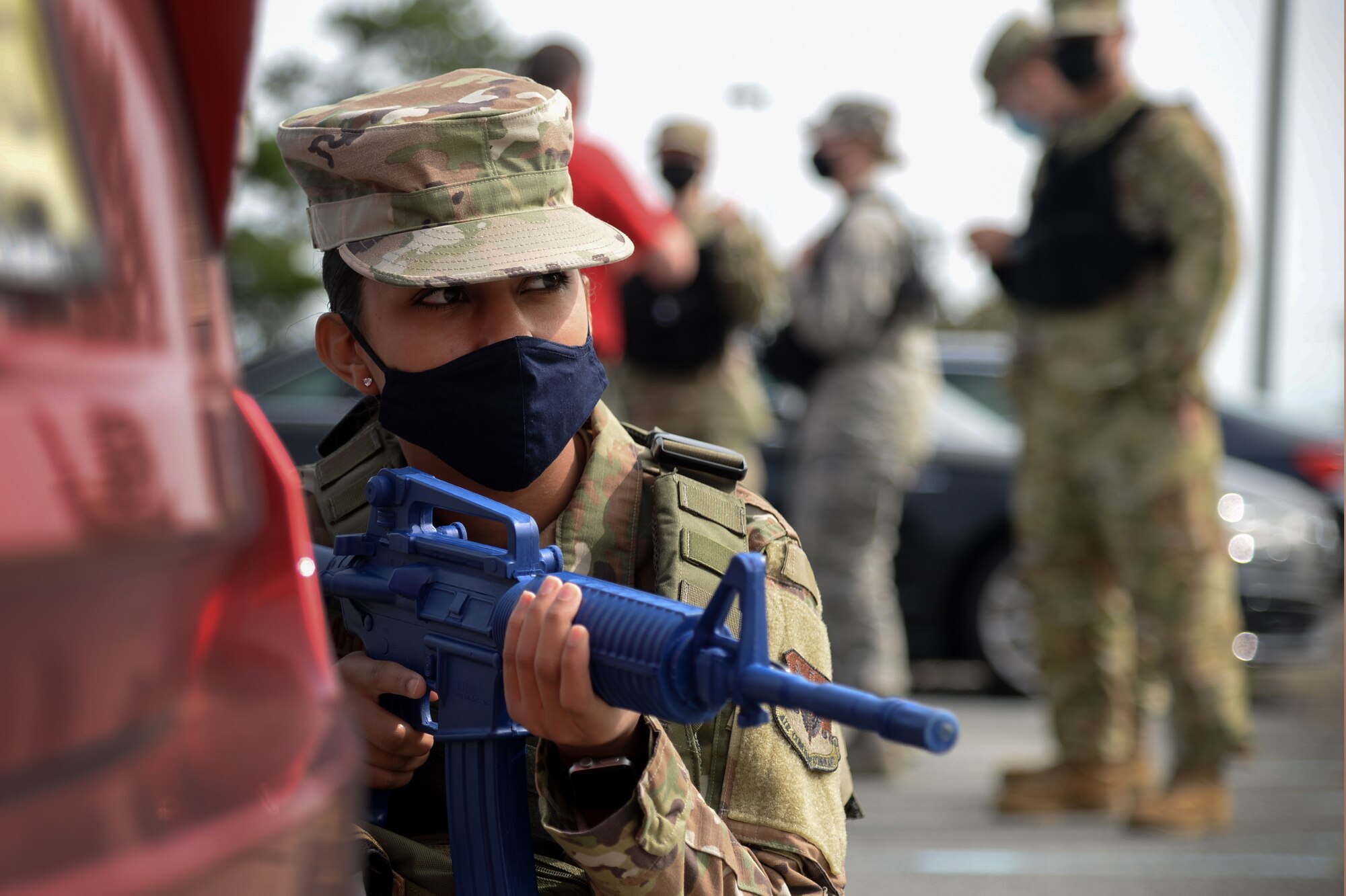 U.S. Air Force Airman Carol T. Martinez, 177th Medical Group public health technician, participates in Tactical Combat Casualty Care training Sept. 15, 2020, at the 177th Fighter Wing, Egg Harbor Township, N.J. TCCC training teaches life-saving techniques and strategies for providing the best trauma care on the battlefield.