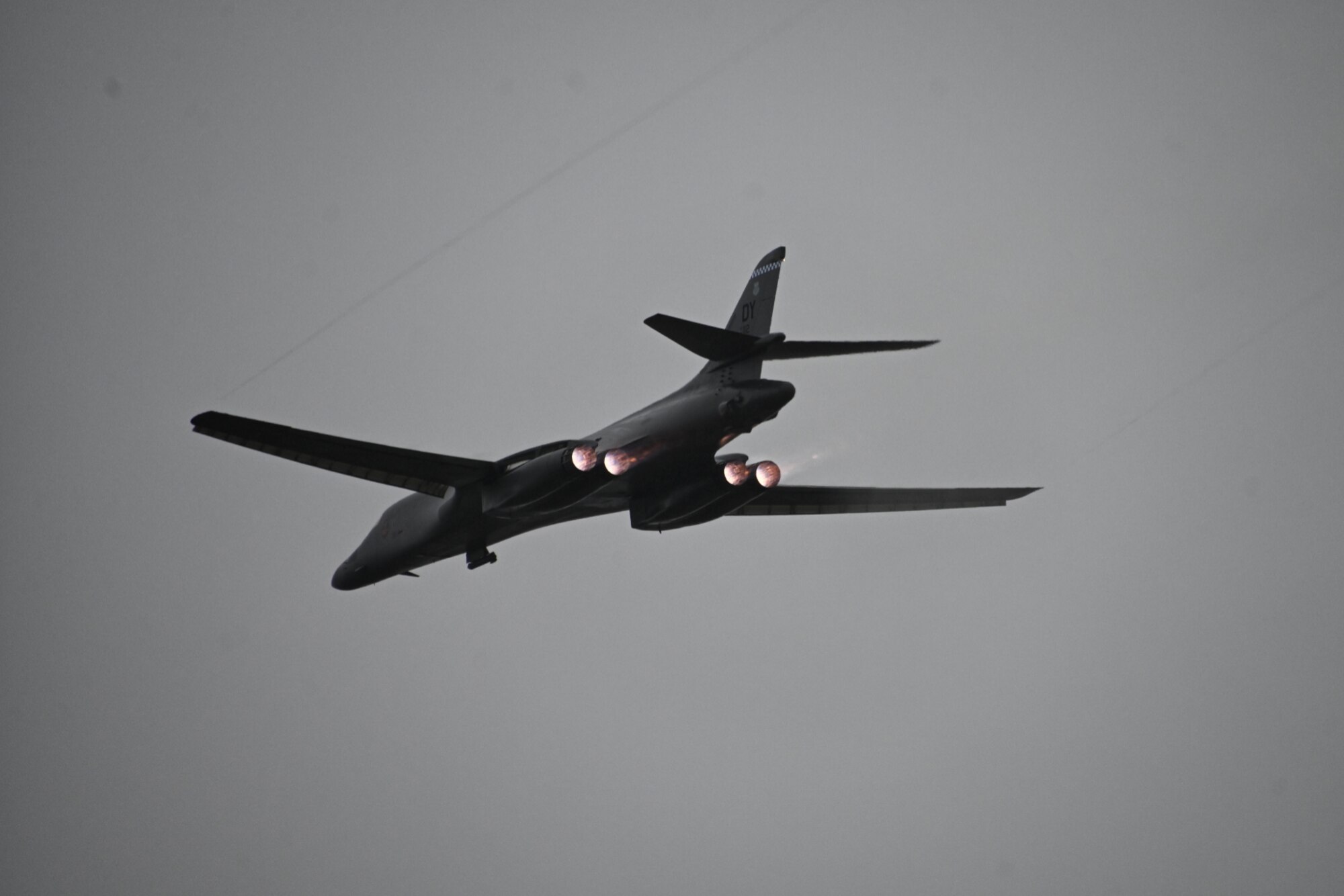 Photo of a B-1 Lancer taking off.