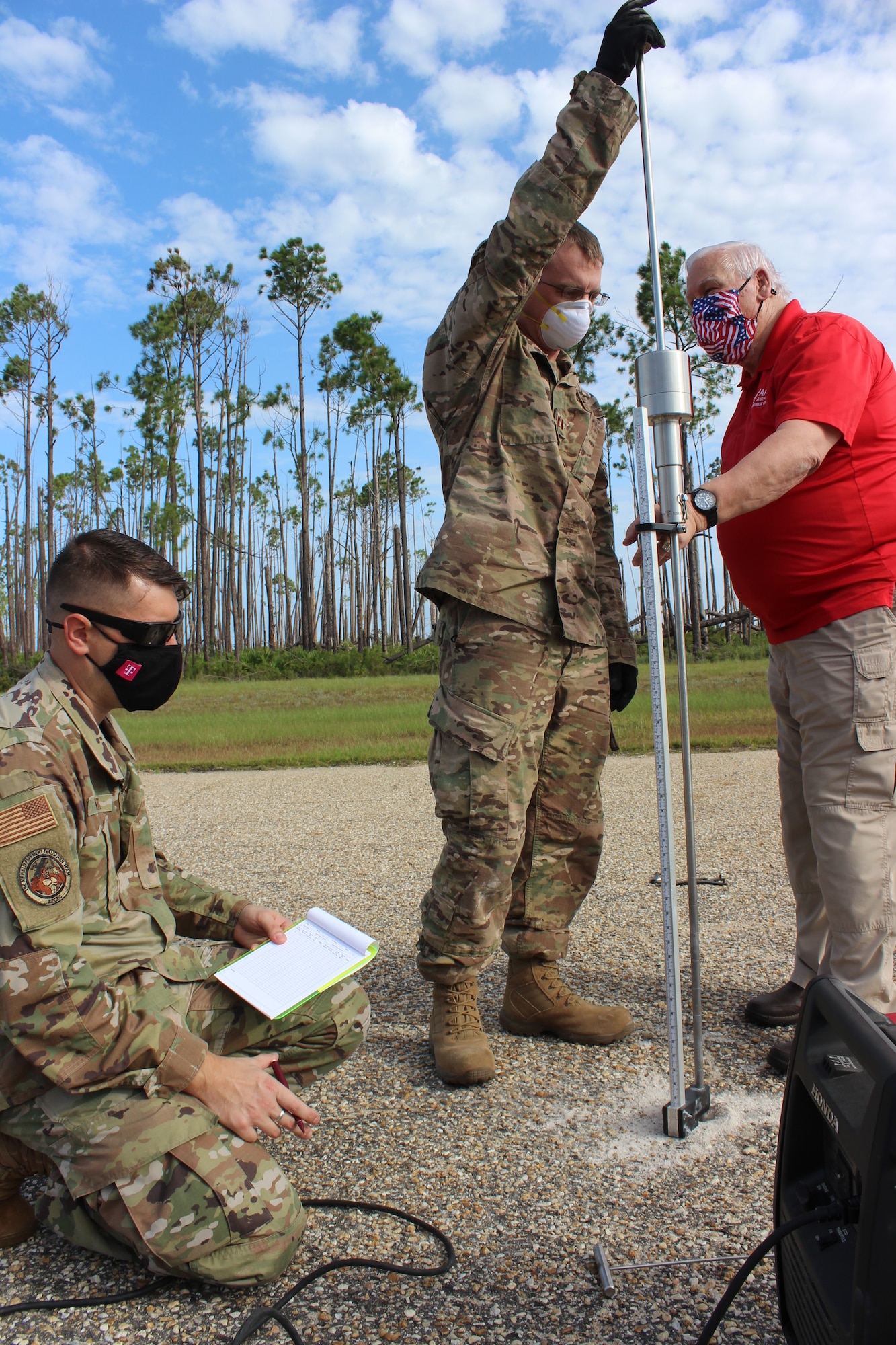 Contingency Airfield Pavement Evaluation course training instructor, Dick Smith, provides instruction on how to gather data to assess airfield pavement.