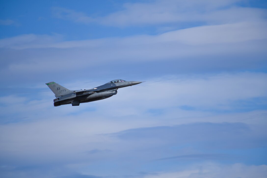 A U.S. Air Force F-16 Fighting Falcon assigned to the 555th Fighter Squadron, Aviano Air Base, Italy, flies over Graf Ignatievo Air Base, Bulgaria, during NATO’s enhanced Air Policing Allied mission, Sept. 28, 2020. One of NATO’s roles is to preserve the integrity of allied airspace. The Triple Nickel’s participation in eAP provided an opportunity for them to demonstrate comprehensive deterrence and defense through joint and combined interoperability. (U.S. Air Force photo by Airman 1st Class Ericka A. Woolever)