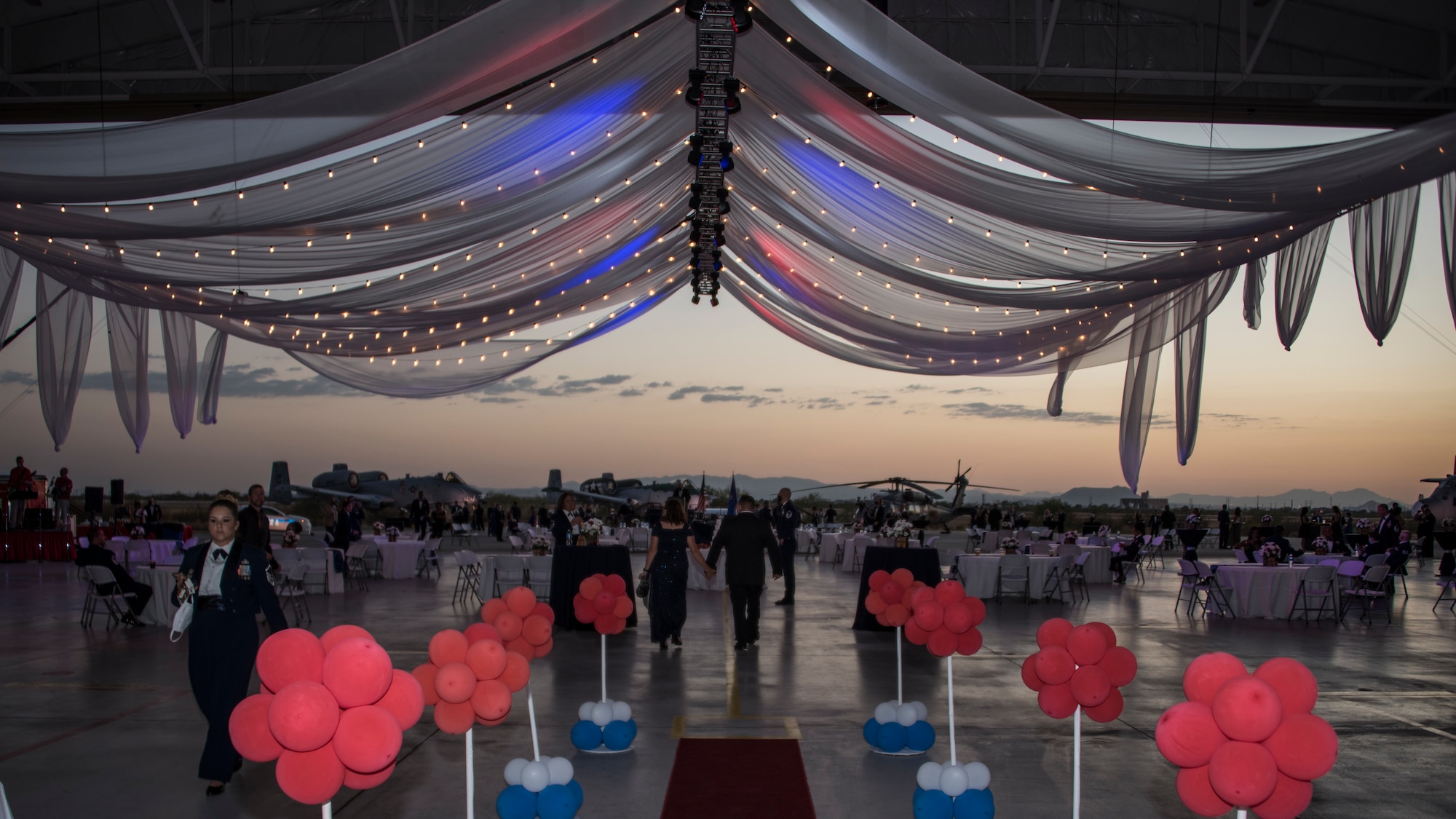 A photo of Airmen and their families at the ball