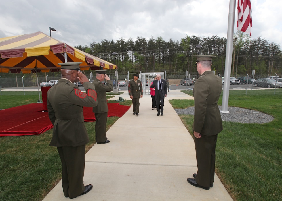 The Marine Corps Information Operations Center (MCIOC) dedicates it's new building, Walt Hall, to General Lewis W. Walt on  April 19, 2013 at Marine Corps Base Quantico, Quantico, Va. Gen. Walt was designated in 1968 as the first four-star Assistant Commandant of the Marine Corps and is recognized as a pioneer in Marine Corps information operations. (Official U.S. Marine Corps photo by Sgt. Kristofer Atkinson/Released)