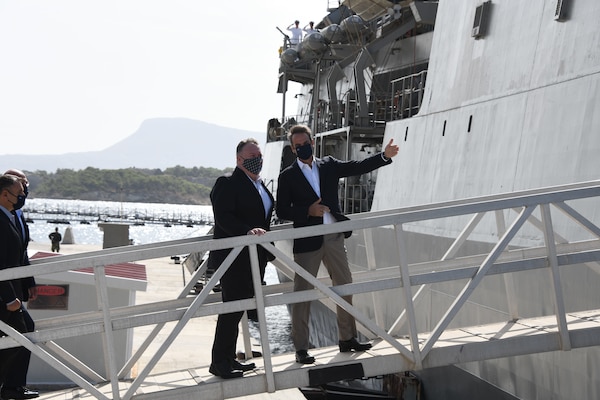 Secretary of State Mike Pompeo visits Naval Support Activity Souda Bay, Greece.