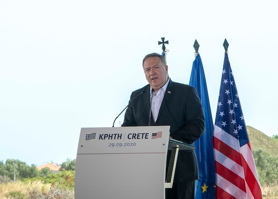 Secretary of State Mike Pompeo visits Naval Support Activity Souda Bay, Greece.