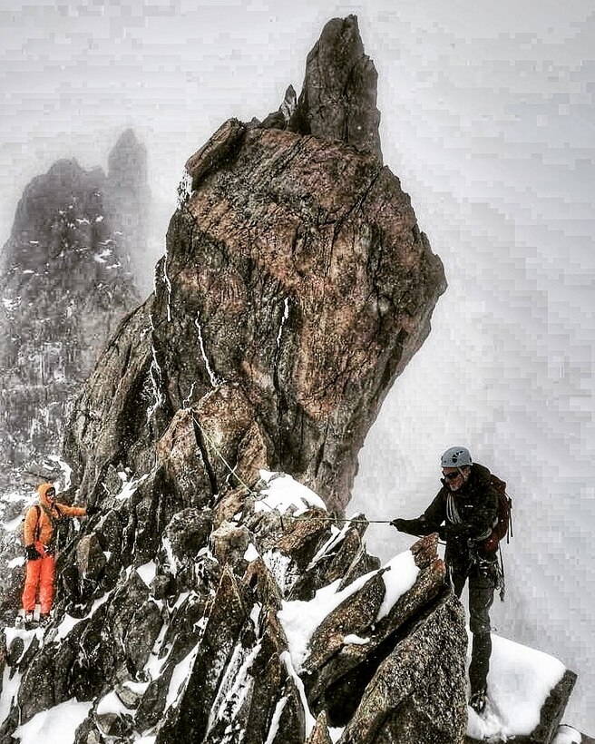 Ray Hoogendijk, 423rd Force Support Squadron Outdoor Recreation (ODR) director at RAF Molesworth, England, joined six other wounded veterans to climb the Matterhorn mountain in the Swiss Alps, Aug. 6, 2020. The trip was organized by Climb2Recovery, a U.K. charity focused on supporting the physical and mental recovery of wounded veterans through rock climbing. The purpose of the climb was to support Army veteran Neil Heritage, who made history as the first double amputee to climb the Matterhorn summit, and to raise awareness about the Climb2Recovery’s mission. (Courtesy Photo)