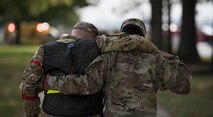 U.S. Air Force Airmen walk together
