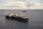 Maritime Prepositioning Ships Squadron (MPSRON 3) executes a Group Sail off the coast of Guam Oct. 4, 2017.
