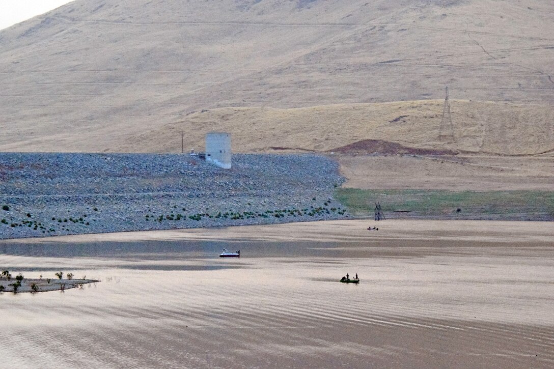 Richard L. Schafer Dam at Success Lake near Porterville, California. USACE Sacramento District has broken ground on the reservoirs Tule River Spillway Enlargement Project.