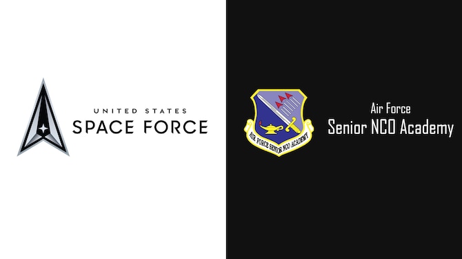 U.S. Space Force logo and Air Force SNCO Academy shield.