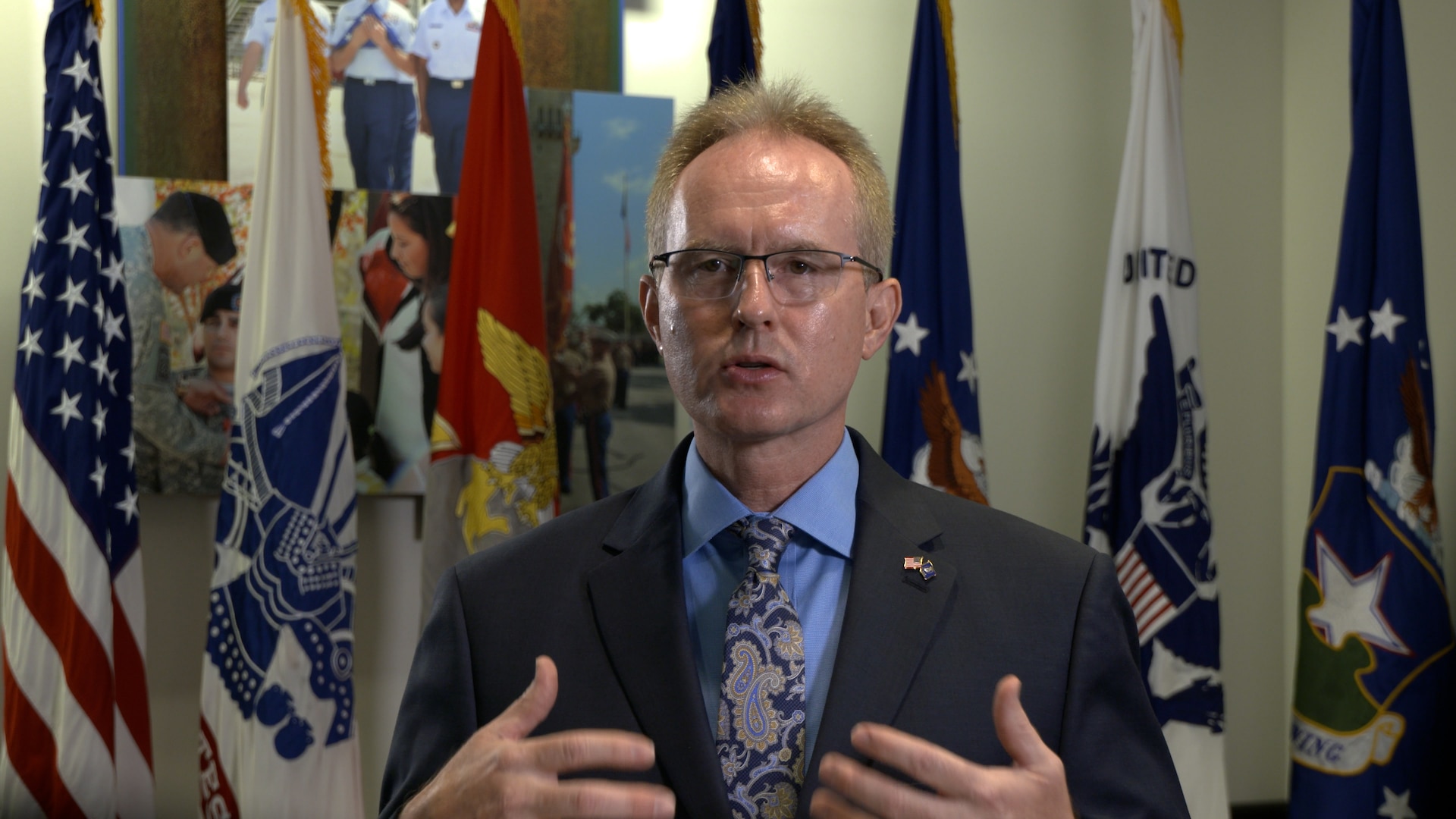 Michael Lovell, executive director of the Joint Base San Antonio-Electromagnetic Defense Initiative and 5G program executive, speaks to attendees of the San Antonio-Electromagnetic Defense quarterly meeting held virtually Sept. 29, 2020, due to COVID-19 restrictions.