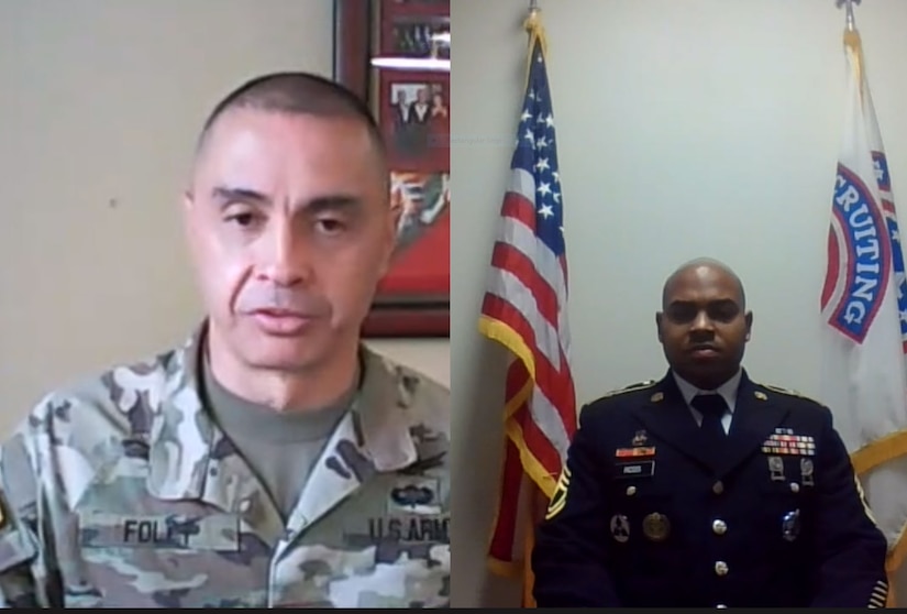 screen shot of 2 or more soldiers on a video chat.