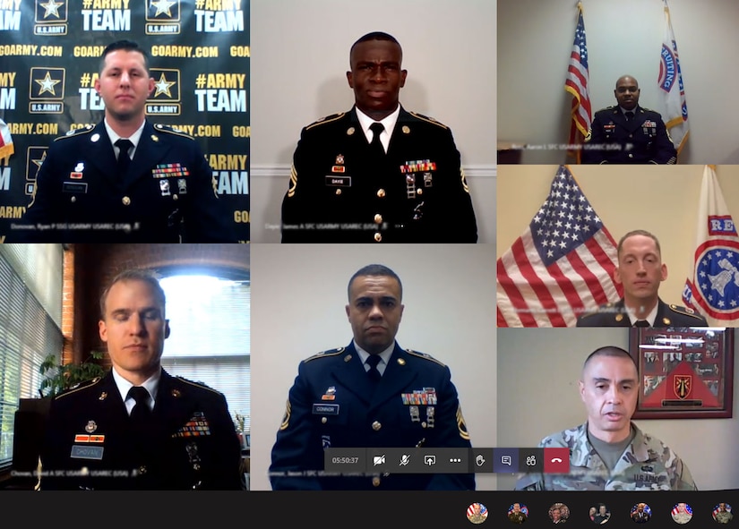 screen shot of 2 or more soldiers on a video chat.