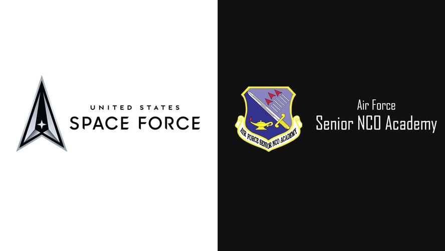 U.S. Space Force logo and Air Force SNCO Academy shield.