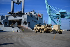 SDDC, Total Force team load first DEFENDER-Europe 21 equipment