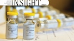 Close-up picture of COVID-19 vaccine vials.