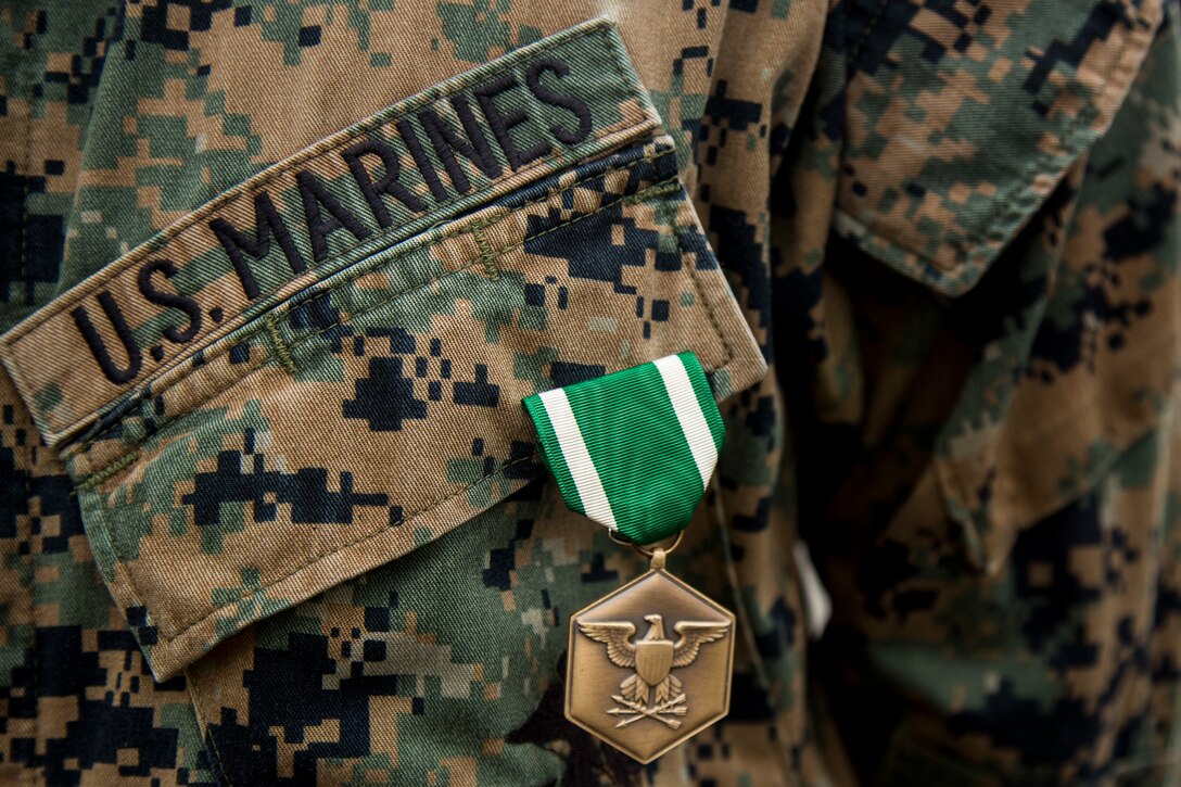 Personnel with Marine Forces Special Operations Command are awarded for their accomplishments during a ceremony at Camp Lejeune, N.C., Feb. 22, 2021. On Feb. 24, 2006, the Marine Corps combined several of its specialized and uniquely trained units, gave them a name and a commander and directed them to become pioneers in a new chapter of Marine Corps history. (U.S. Marine Corps photo by Sgt Jesula Jeanlouis)