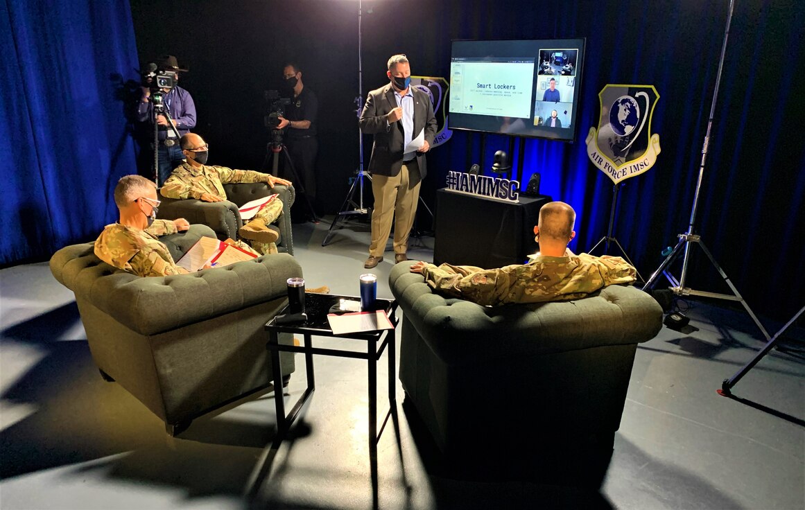 videographer films an event