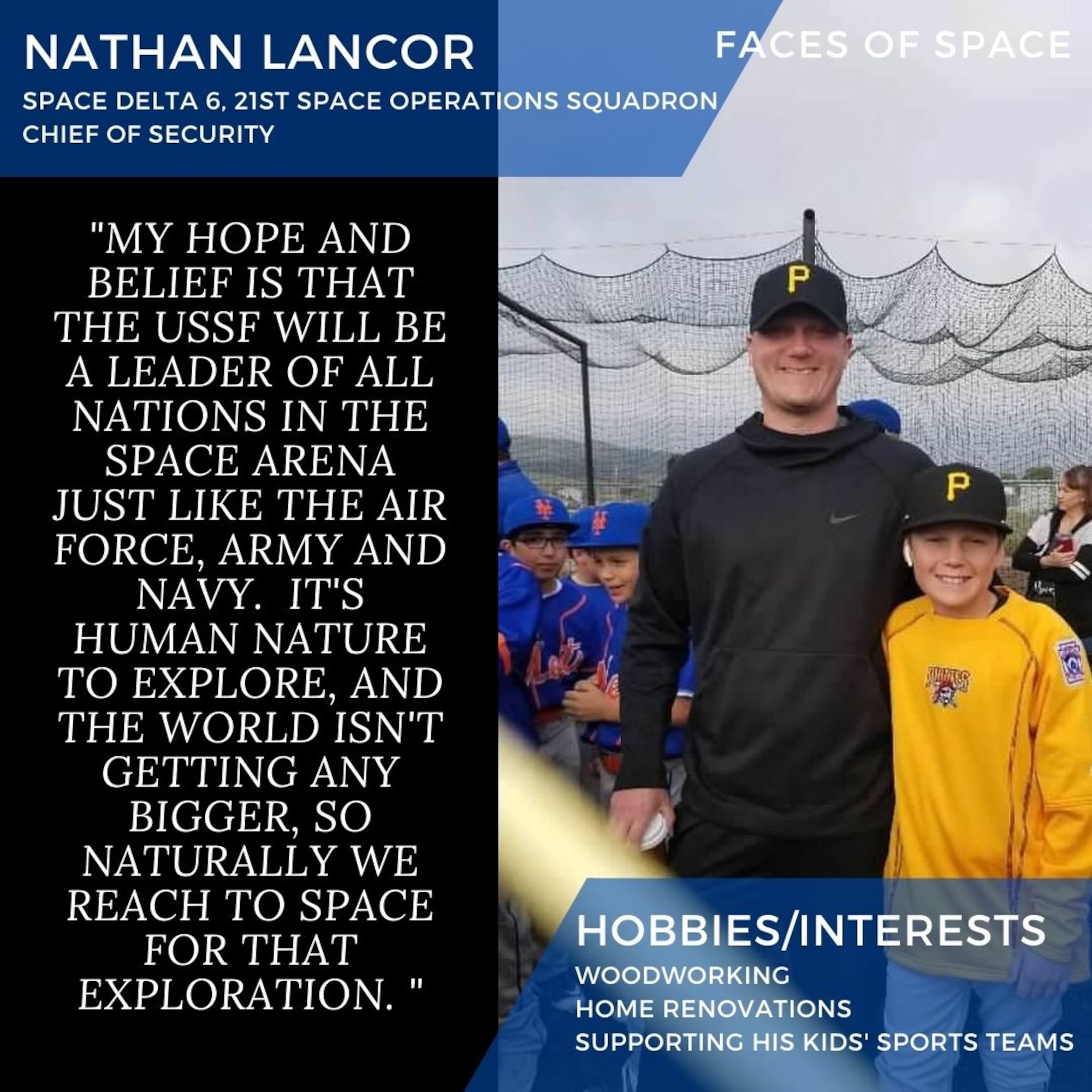 Nathan Lancor poses with his son at one of the traveling teams games