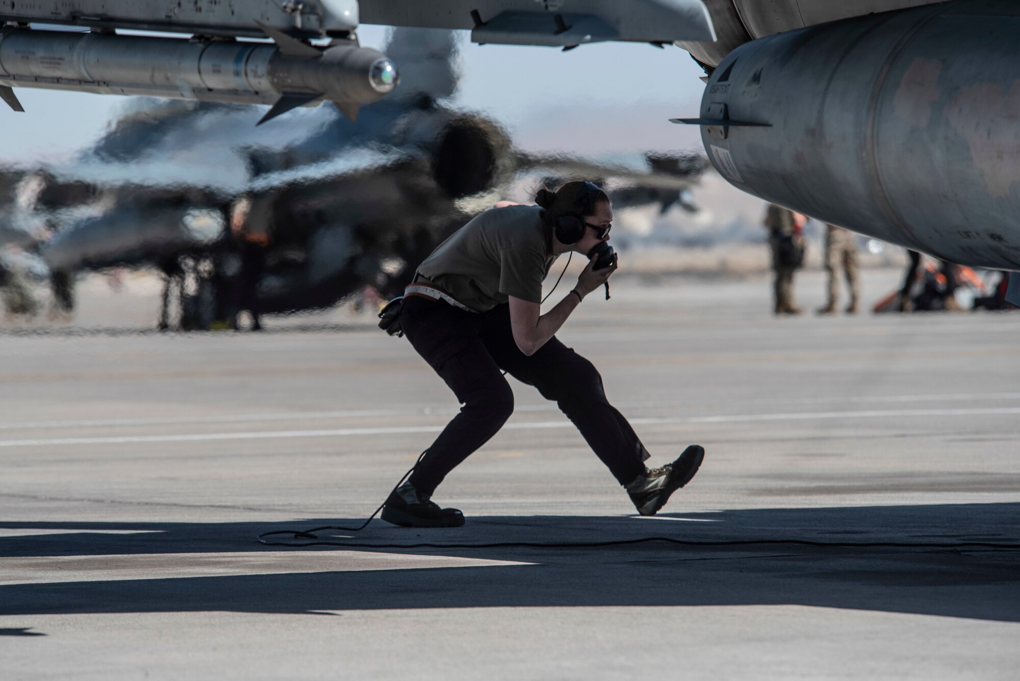 Photo of a crew chief at Red Flag 21-2 at Nellis Air Force Base