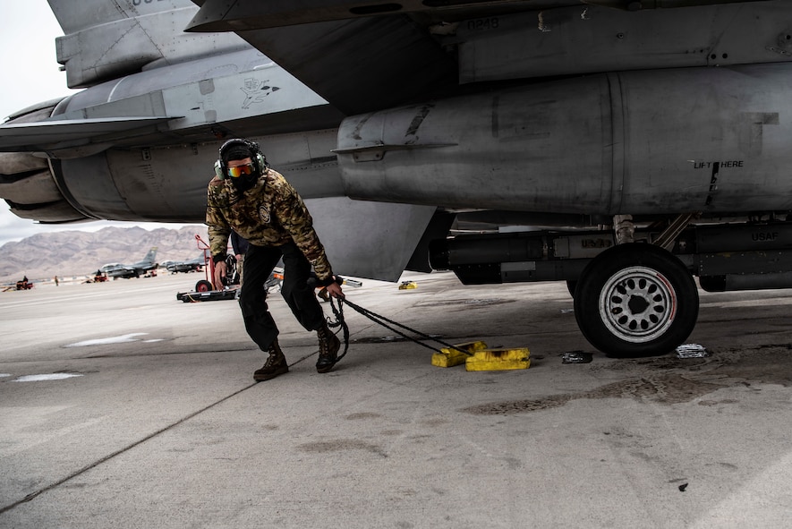 Photo of a maintainer at Red Flag 21-2 Nellis Air Force Base