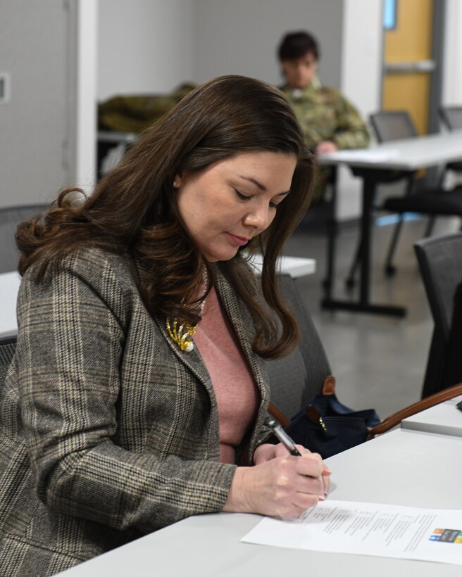 Janis Scobee, spouse of the chief of the Air Force Reserve, and Edith White, spouse of the senior enlisted advisor to the chief of the Air Force Reserve, visited Youngstown Air Reserve Station, March 6-7, 2021.
