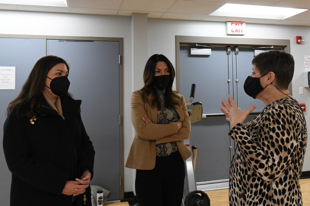 Janis Scobee, spouse of the chief of the Air Force Reserve, and Edith White, spouse of the senior enlisted advisor to the chief of the Air Force Reserve, visited Youngstown Air Reserve Station, March 6-7, 2021.