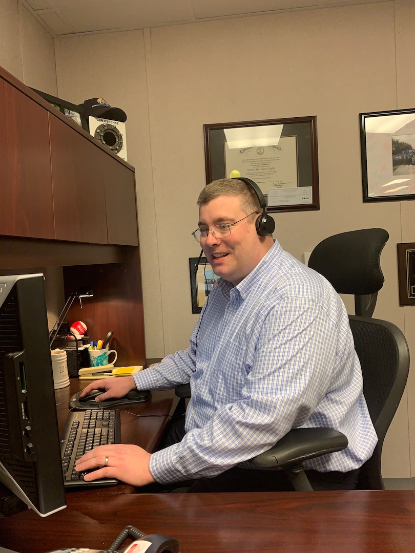 IMAGE: Kevin Cogley, serving as a recruiter at Naval Surface Warfare Center Dahlgren Division, participated as a moderator in the warfare center’s first virtual career fair sponsored by Naval Sea Systems Command. Cogley is the branch head for the Laser Weapon System Integration and Weaponization Branch in the Gun and Electric Weapons Systems Department at Dahlgren.