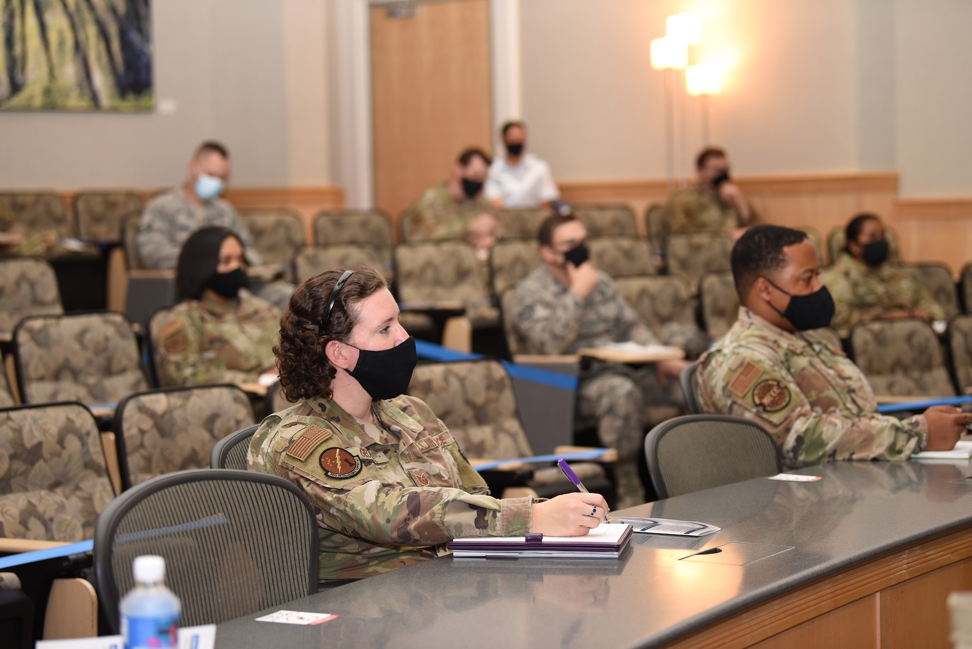 U.S. Air Force Airmen attend Pacific Paladin, a new Pacific Air Forces (PACAF) professional development seminar held virtually and in-person at the Aloha Conference Center, Joint Base Pearl Harbor-Hickam, Hawaii, March 31, 2021. More than 200 Airmen ranging from Staff Sgt. to Senior Master Sgt. attended the seminar which focused on providing strategic mentorship and two-way dialogue to capture challenges at the tactical level. (U.S. Air Force photo by Master Sgt. Miguel Lara)