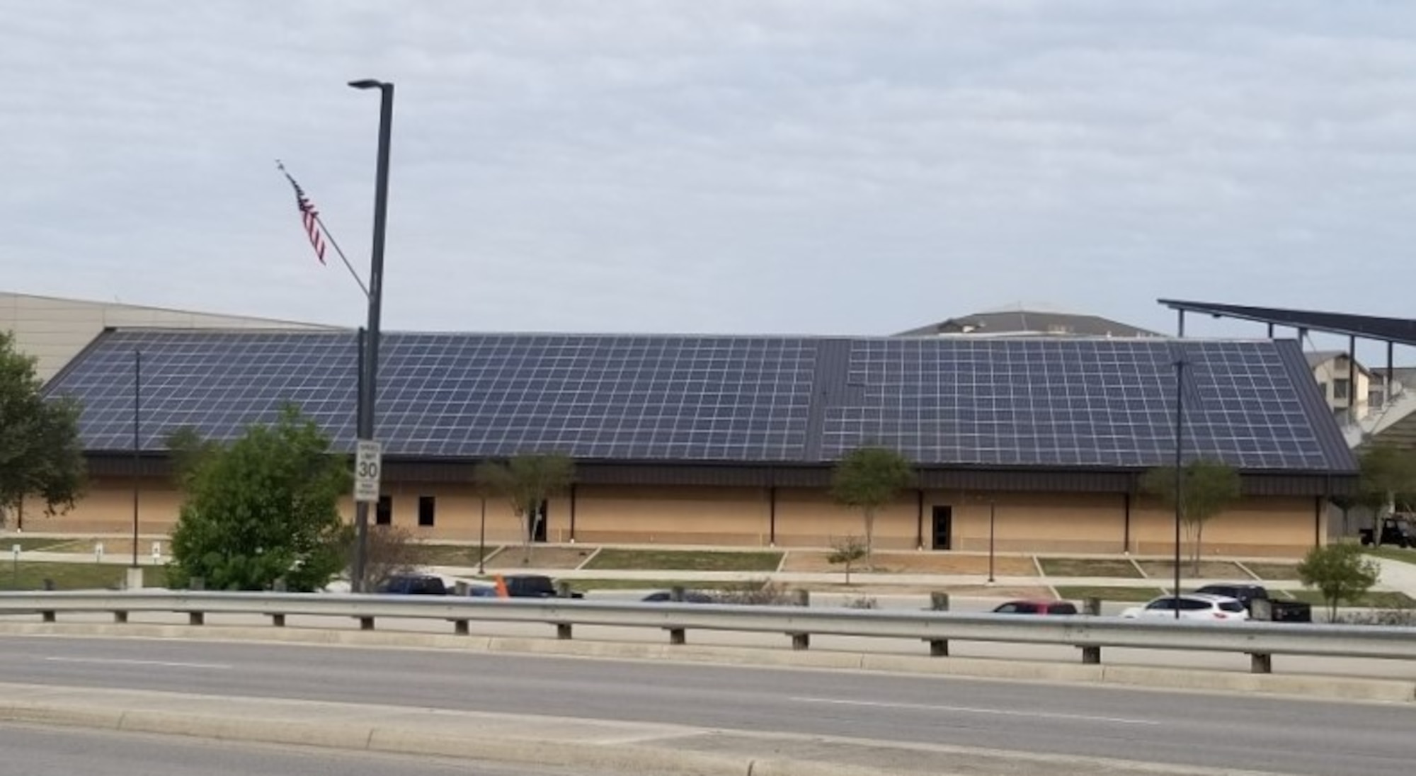 A Department of Energy, Energy Saving Performance Contract project at Joint Base San Antonio involves the installation of solar energy systems on 55 buildings, including the Pfingston Reception Center at JBSA-Lackland, at the cost of about $46 million. Systems will be installed on JBSA-Lackland, -Kelly Annex, -Chapman Training Annex, and -Fort Sam Houston