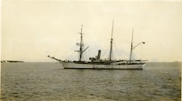 USRC Bear at anchor in July, 1908 off Alaska.