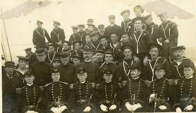 The officers and crew of the U.S. Revenue Cutter Rush, 1 November 1908.