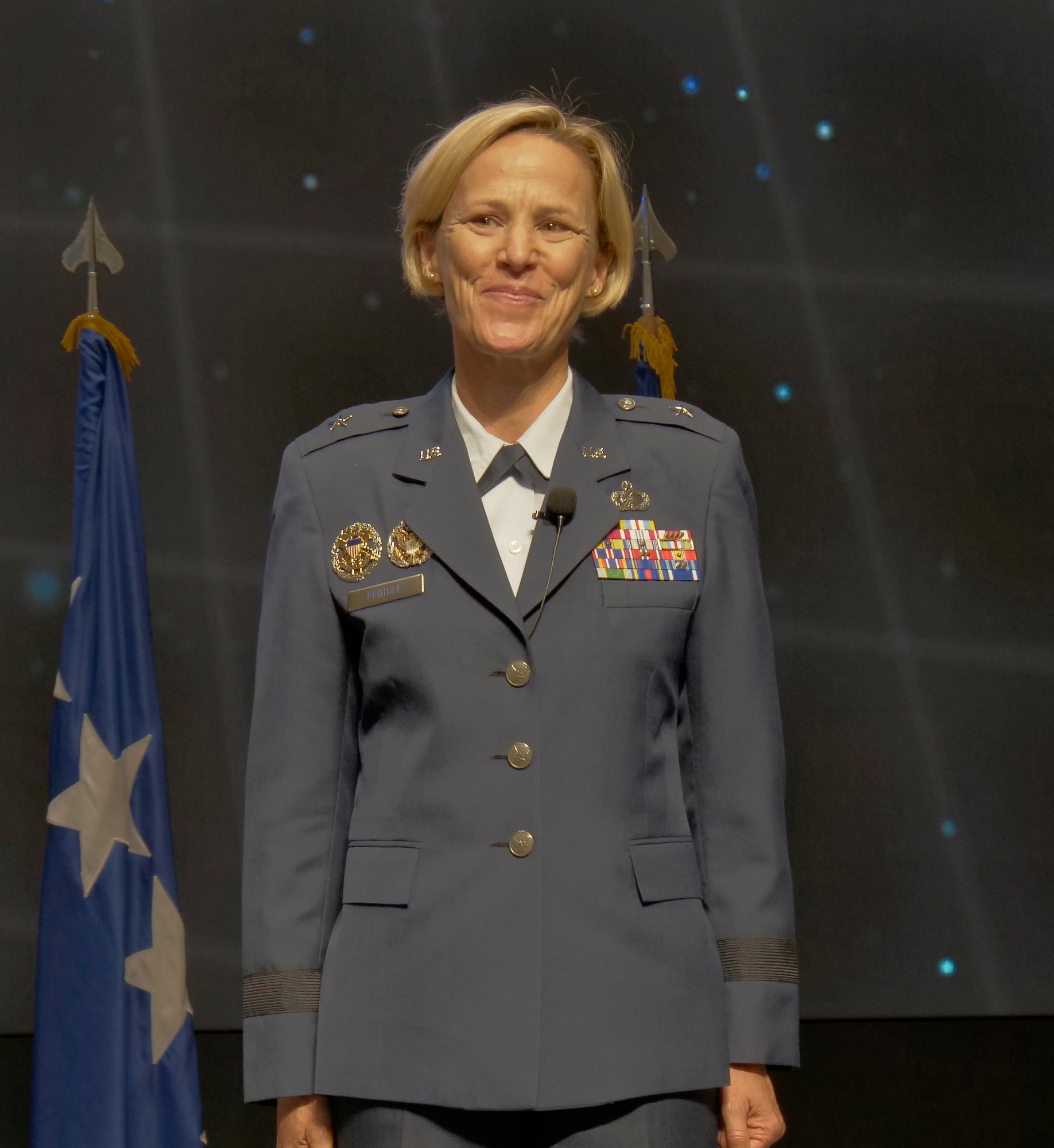 Brig. Gen. Heather Pringle, who assumed command of the Air Force Research Laboratory at the ceremony pictured here in June 2020, encouraged change as she shared her unique perspective in a chat she gave March 29, 2021 for Women’s History Month and International Women’s Day. (U.S. Air Force photo/Keith Lewis)