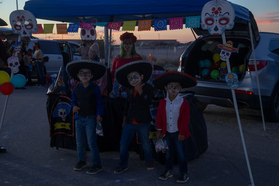 Service members and their families decorated their vehicle trunks in the spirit of Halloween during the annual Red Ribbon “Trunk or Treat” drive thru event held aboard Marine Corps Air Station Yuma, Ariz., October 29, 2020.