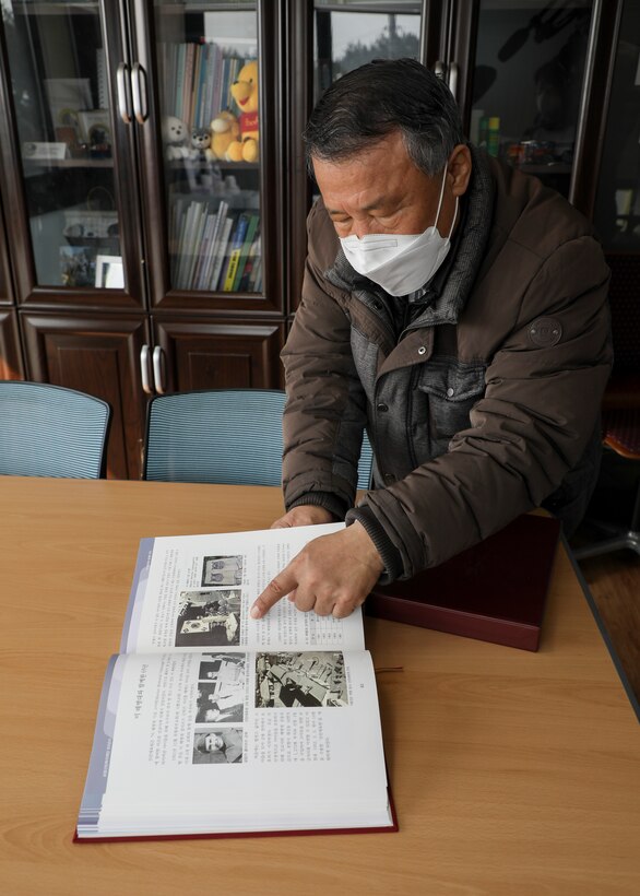 Mr. Park, Jung Min, the 9th Chief of Pohang Sunrin Orphanage, explains the history of the orphanage during a volunteer event at Sunrin Orphanage, Pohang, South Korea, March 13, 2021.