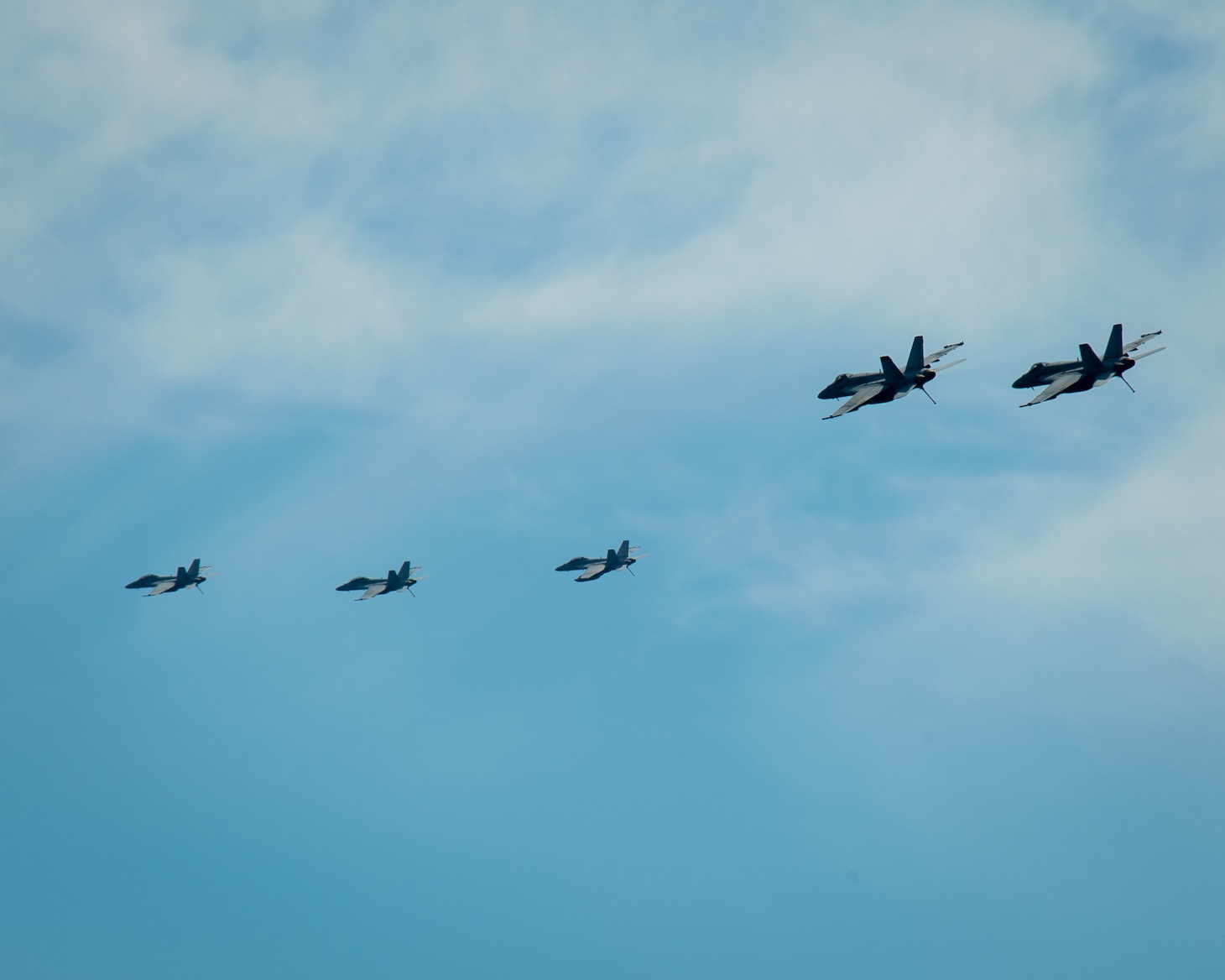 Aircraft from Carrier Air Wing (CVW) 11 fly above the aircraft carrier USS Theodore Roosevelt (CVN 71) April 6, 2021. The Theodore Roosevelt Carrier Strike Group is on a scheduled deployment to the U.S. 7th Fleet area of operations. As the U.S. Navy’s largest forward-deployed fleet, 7th Fleet routinely operates and interacts with 35 maritime nations while conducting missions to preserve and protect a free and open Indo-Pacific Region.