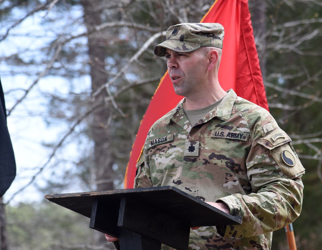 Current and former Virginia National Guard Soldiers and guests attend a dedication ceremony for the new Banks-Lambert Handheld Detection Lane March 26, 2021, at Fort Pickett, Virginia.