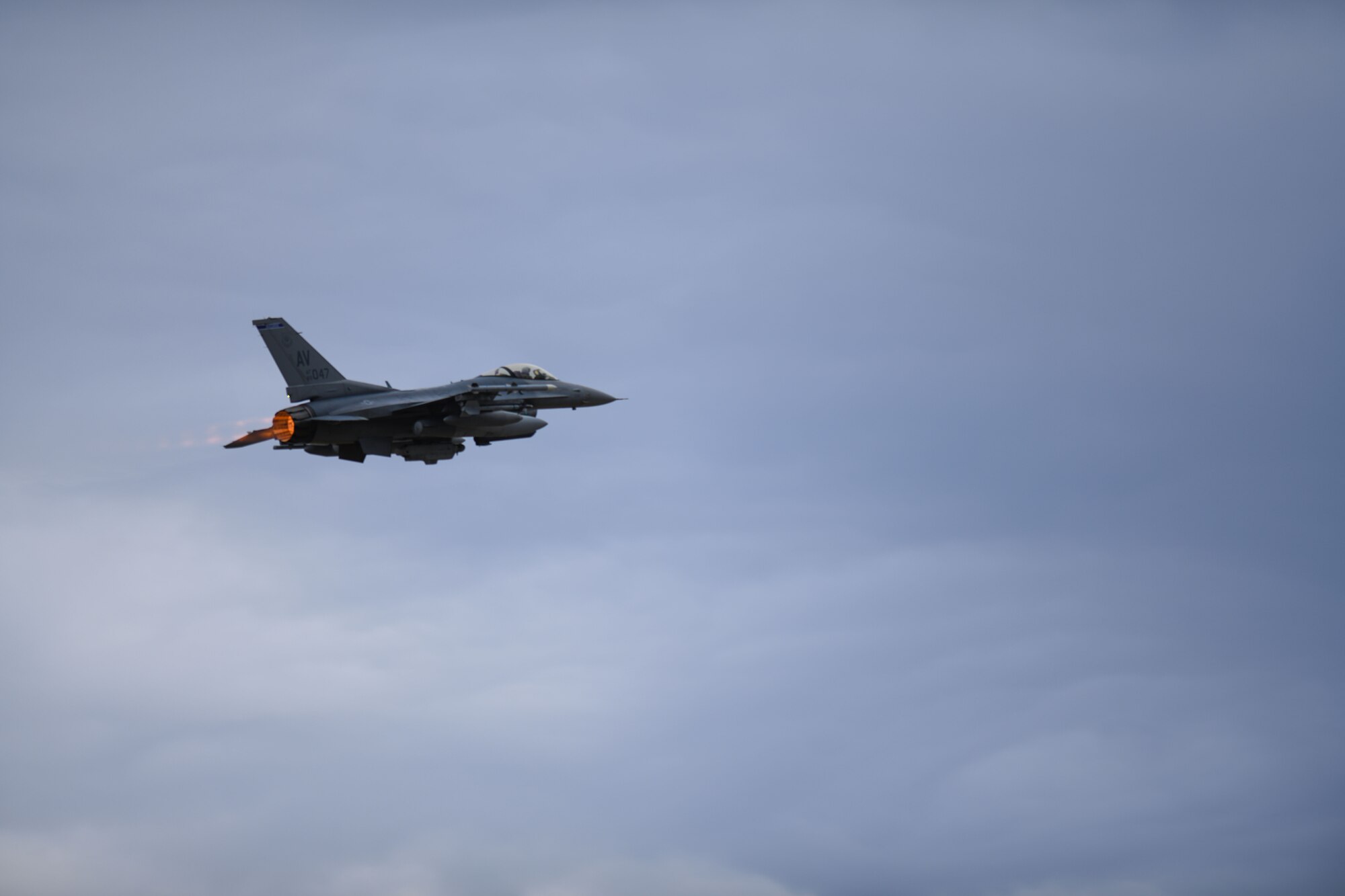 A U.S. Air Force F-16 Fighting Falcon assigned to the 510th Fighter Squadron takes off to support exercise INIOCHOS 21, Aviano Air Base, Italy, April 6, 2021. INIOCHOS 21 is an annual exercise in Greece designed to provide advanced and realistic aircrew training to strengthen interoperability of allied and partner air forces. The exercise aims to enhance combat readiness, fighting capabilities and interoperability of the participating forces. (U.S. Air Force photo by Senior Airman Ericka A. Woolever)