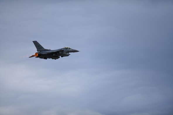 Four U.S. Air Force F-16 Fighting Falcons assigned to the 510th Fighter Squadron prepare to take off to support exercise INIOCHOS 21, Aviano Air Base, Italy, April 6, 2021. INIOCHOS is an annual exercise in Greece that provides participants the opportunity to develop capabilities in planning and conducting complex air operations in a multinational joint forces environment. The exercise provides advanced and realistic aircrew training to strengthen interoperability of allied and partner air forces. (U.S. Air Force photo by Senior Airman Ericka A. Woolever)