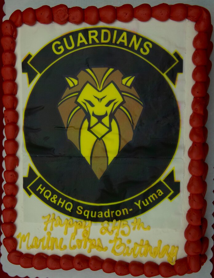 U.S. Marines with Headquarters and Headquarters Squadron conduct a ceremony celebrating the Marine Corps' 245th birthday aboard Marine Corps Air Station Yuma on Nov. 13, 2020.