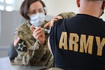 A U.S. Army Nurse administers a COVID-19 vaccine to a patient.