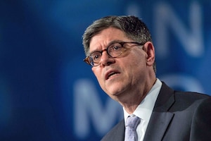 US Treasury Secretary Jacob Lew speaks at a press conference at the IMF/WB Spring Meetings in Washington, DC, on April 17, 2015.