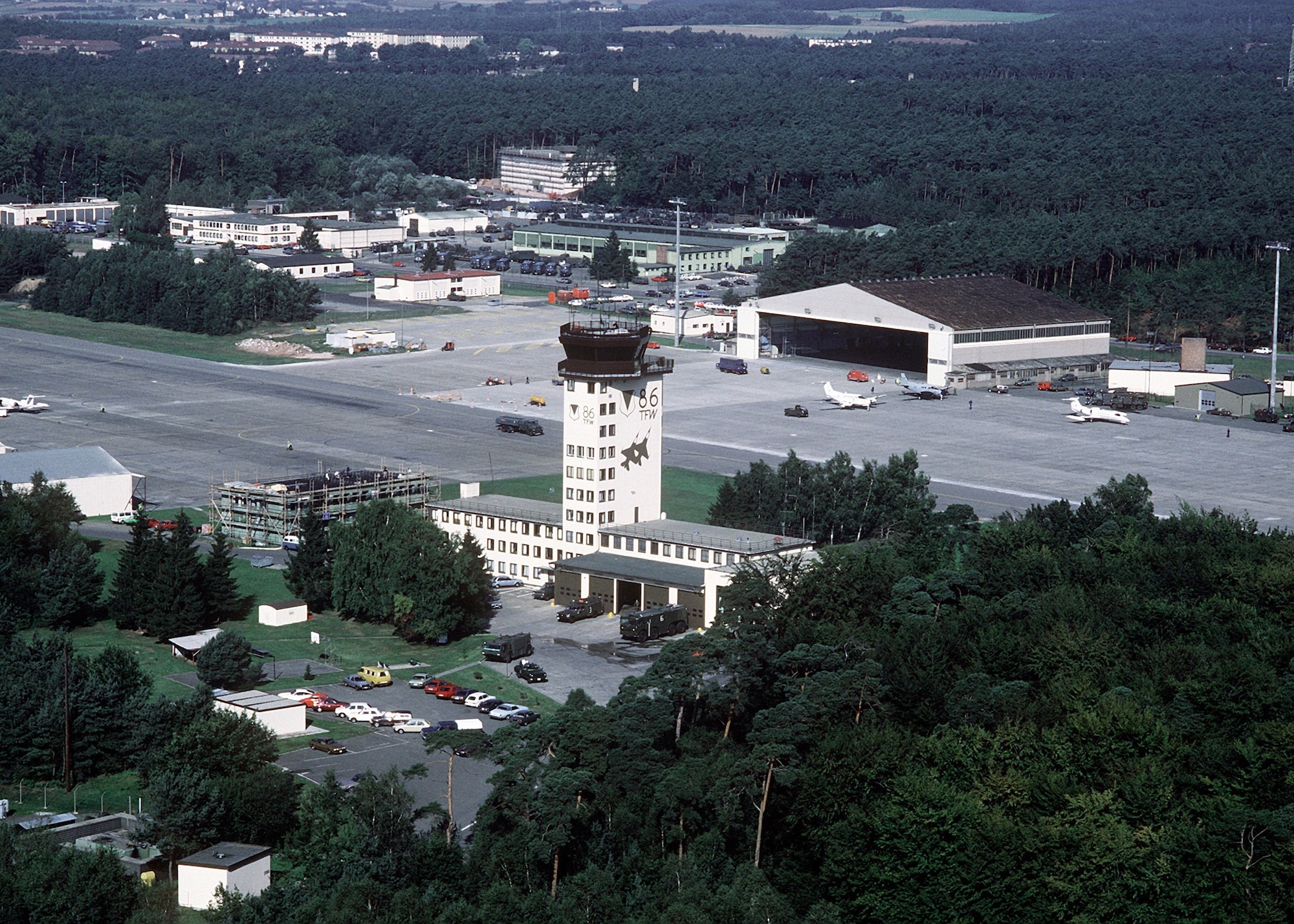 Aerial photograph of the airfield at Ramstein Air Base, Germany, ca. mid-1980s.