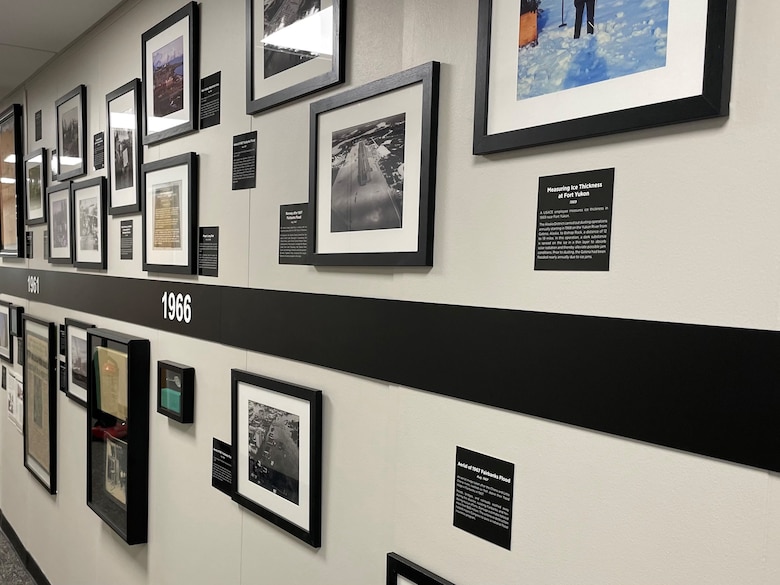 The timeline installed in the headquarters building that calls attention to the U.S. Army Corps of Engineers – Alaska District’s 75th anniversary.