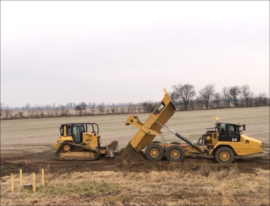 IN THE PHOTO,  work being done for the Island 8 Parcel 1 Project along the Mississippi River Mainline Levee south of Hickman, Kentucky is scheduled to be complete in early April.